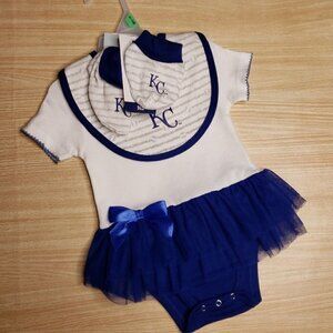MLB Kansas City Royals New Baby Girls One Piece Outfit And Accessories